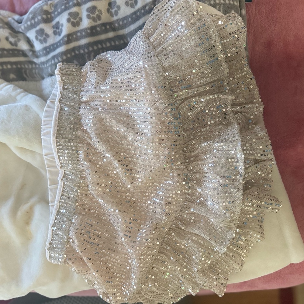 Sequin Ruffle Mini Skirt in Champagne